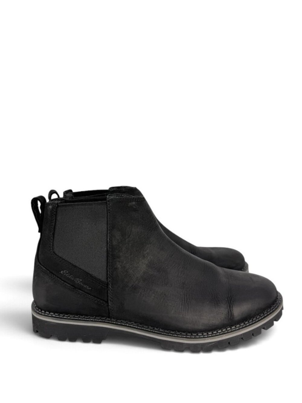 Eddie Bauer Mens Chelsea Boot Size 13 Black Leather Ankle Pull On Casual